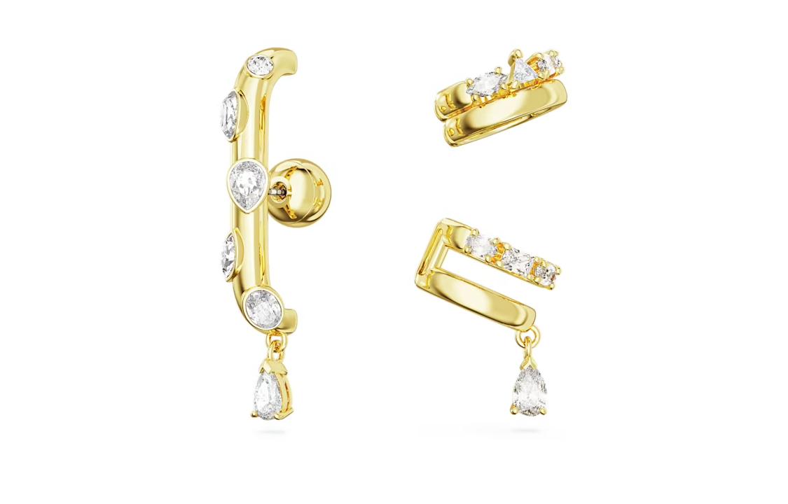 (Women) Swarovski Dextera Mixed Cut Gold-Tone Earrings for Women - Gold. 5663334 圖 2