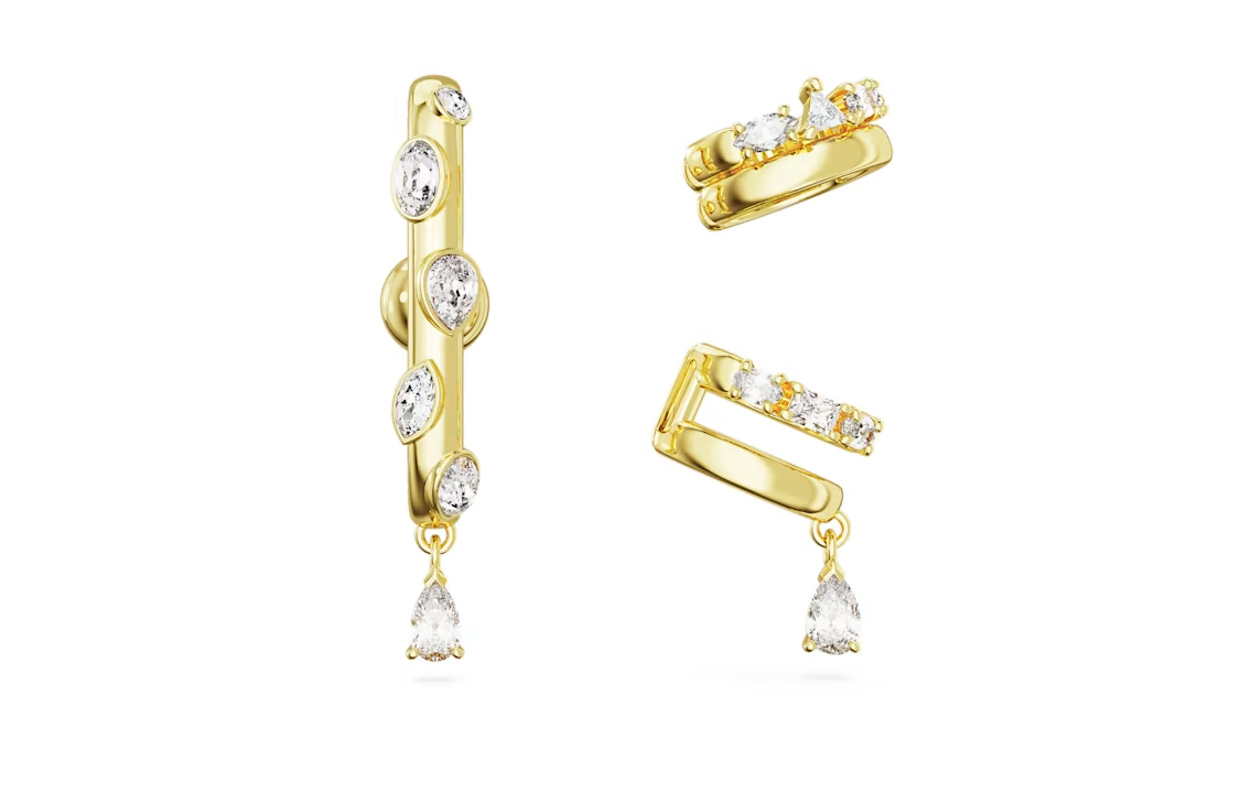 (Women) Swarovski Dextera Mixed Cut Gold-Tone Earrings for Women - Gold. 5663334 圖 3
