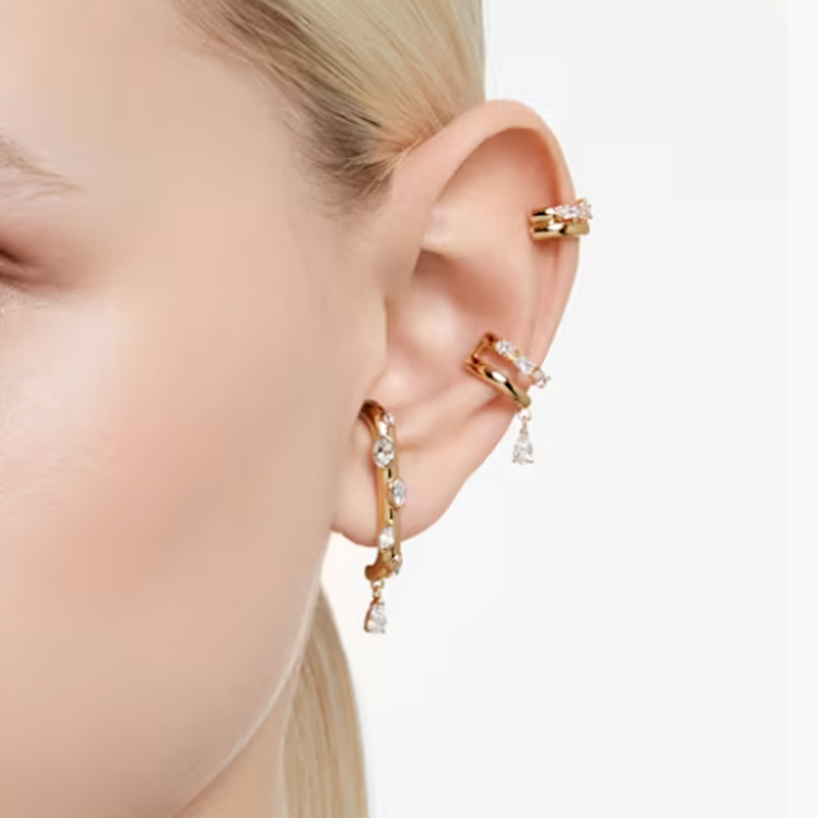 (Women) Swarovski Dextera Mixed Cut Gold-Tone Earrings for Women - Gold. 5663334 圖 6