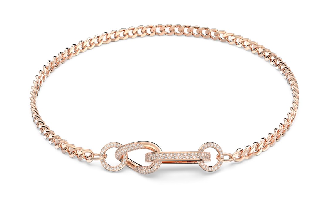 (Women) Swarovski Dextera Pave Link Necklace in White Rose Gold-Tone for Women. 5642687