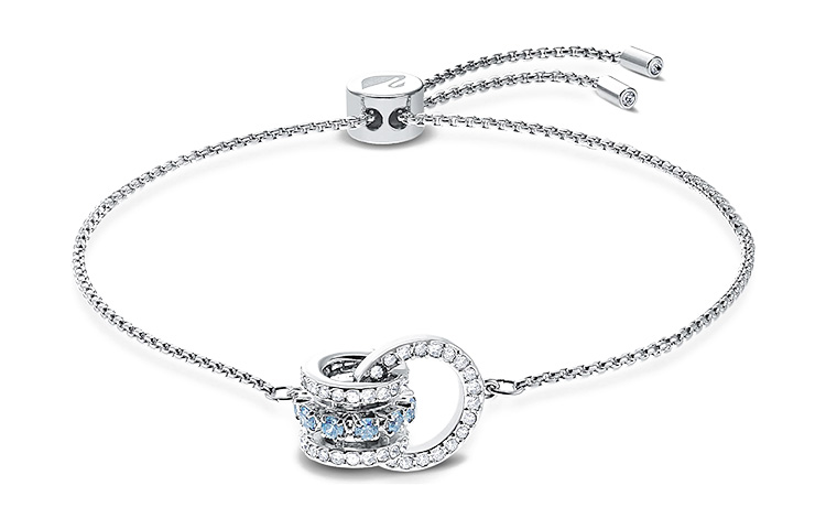 (Women) Swarovski Double Circle Bracelet Blue/Platinum-Plated Rhodium  Bracelet. 5537123 圖 2