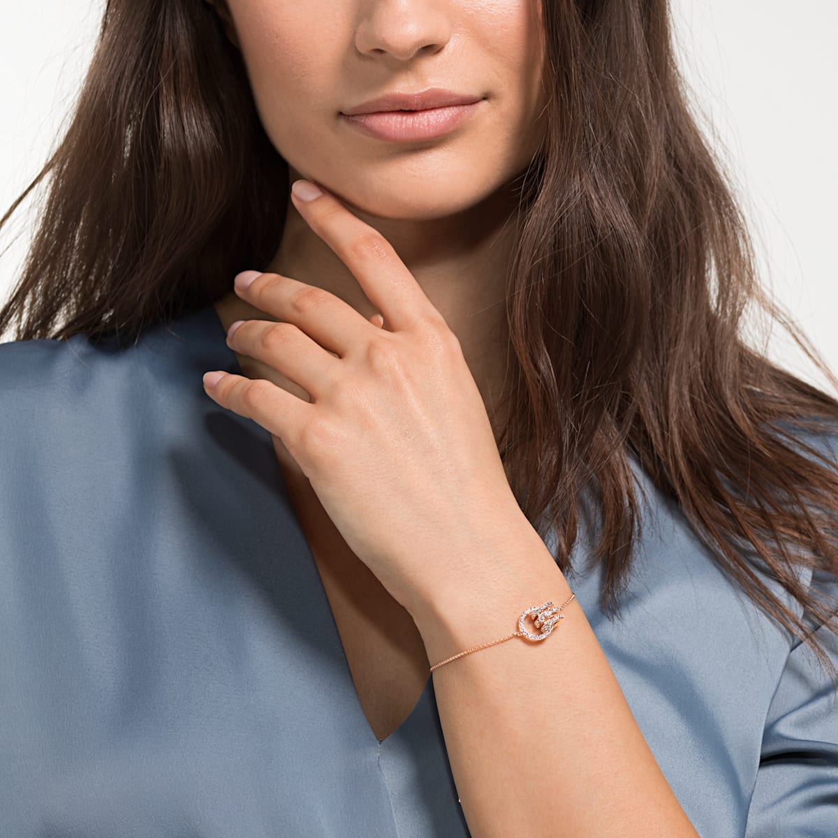 (Women) Swarovski Double Ring Bracelet Rose Gold Crystal Women’s Jewelry. 5501092 圖 3