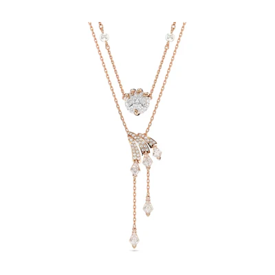 (Women) Swarovski Dragon & Phoenix Rose Gold Necklace with Cubic Zirconia & Pearl. 5675817