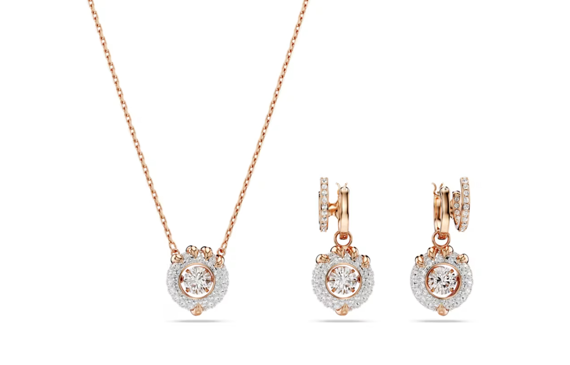 (Women) Swarovski Dragon & Phoenix Rose Gold Necklace with Cubic Zirconia Crystal Details. 5675835