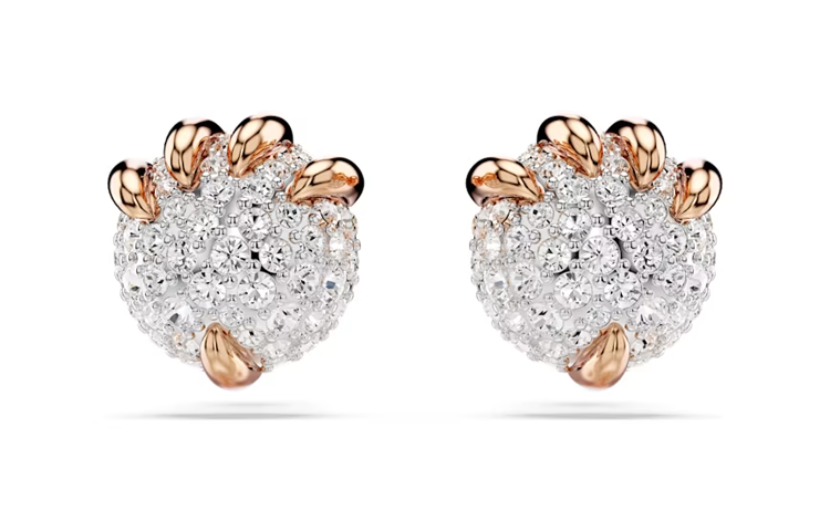 (Women) Swarovski Dragon Claw Rose Gold-Plated Crystal Earrings for Women Gold/White. 5681058