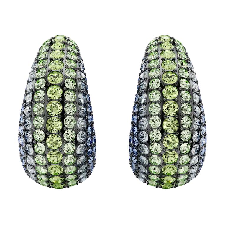 (Women) Swarovski Drop-Shaped Pave Crystal Rhodium-Plated Earrings for Women Blue-Green 5692111 圖 3