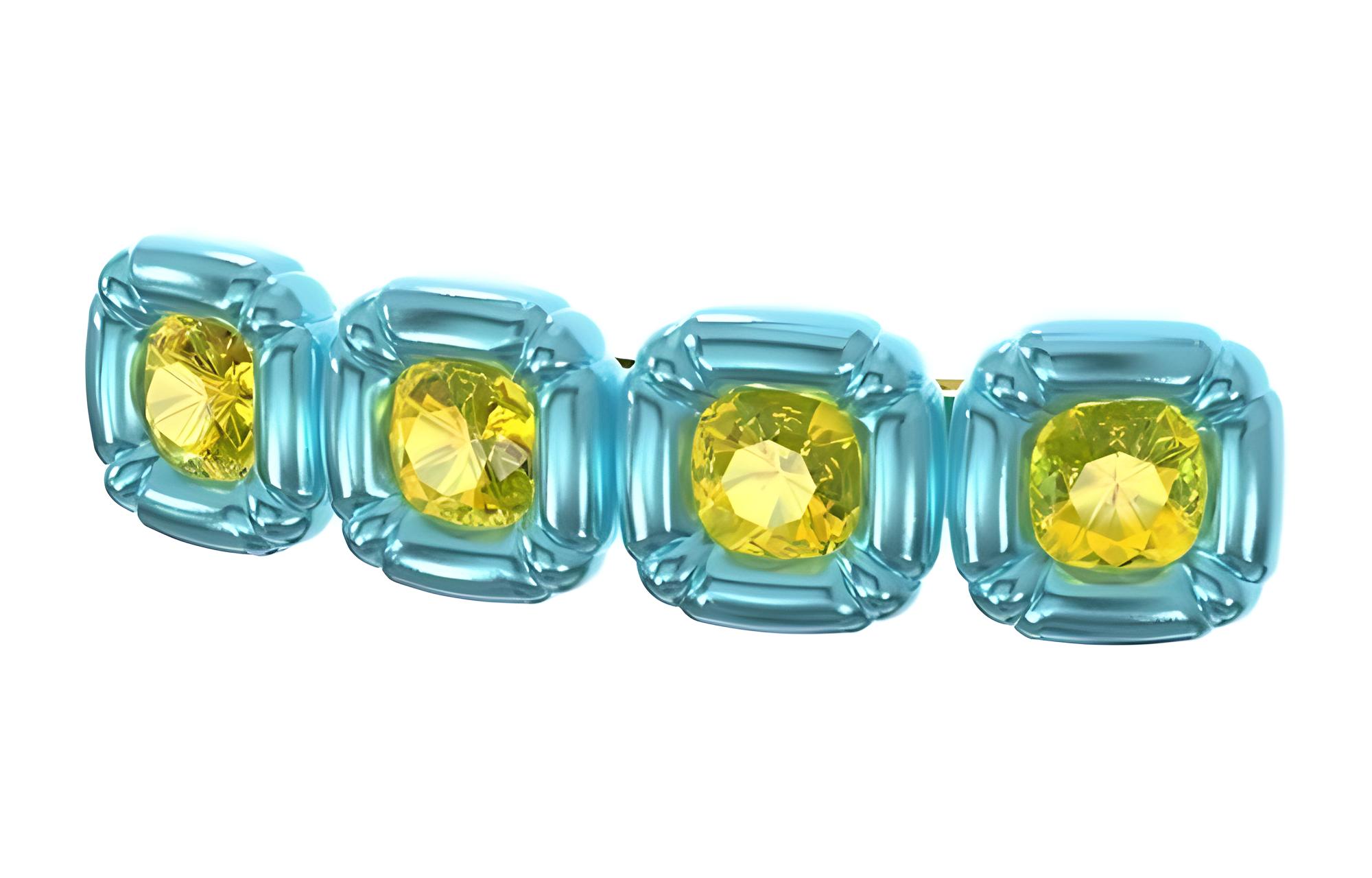 (Women) Swarovski Dulcis Blue Cushion-Cut Crystal Hair Clip for Women. 5617239