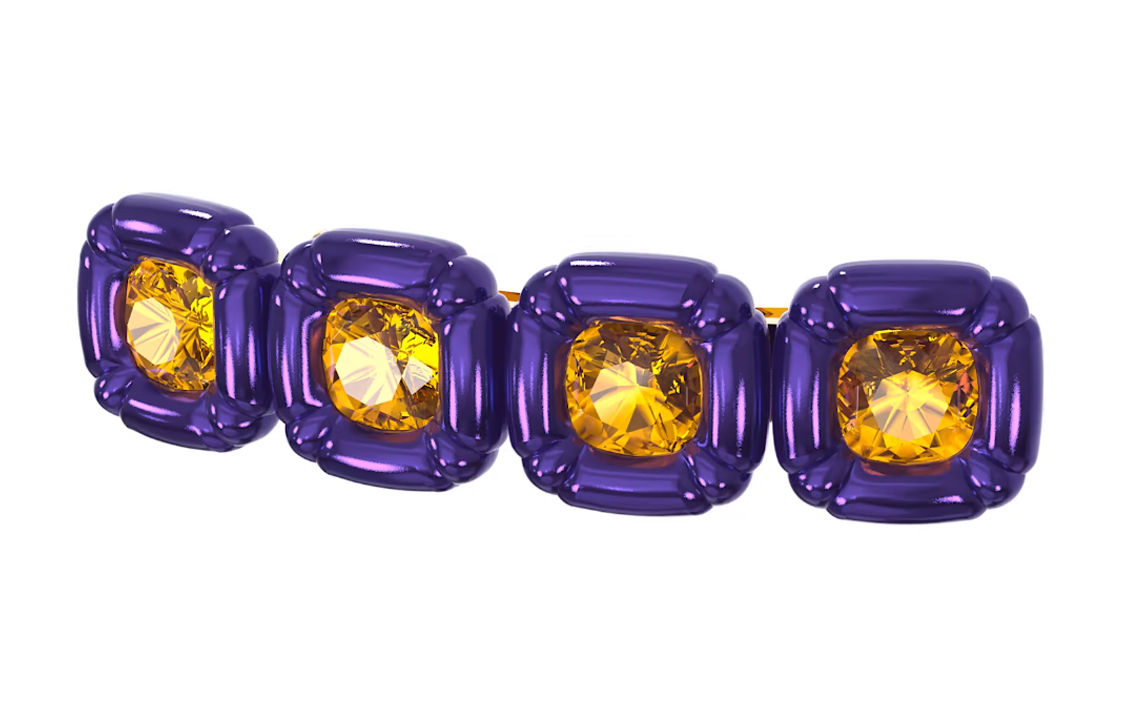 (Women) Swarovski Dulcis Series Cushion Cut Gold-Plated Hair Clip for Women - Purple. 5617238