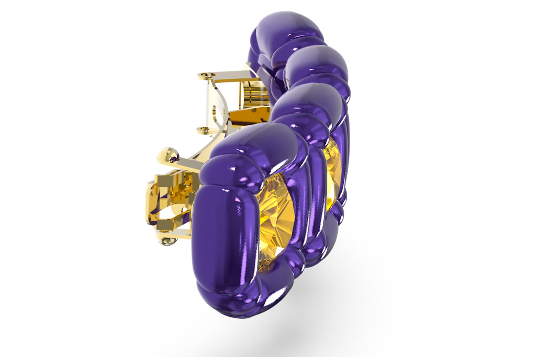 Lookbook (W) スワロフスキー ドゥルシス クッションカット ゴールドヘアクリップ - パープル. 5617238