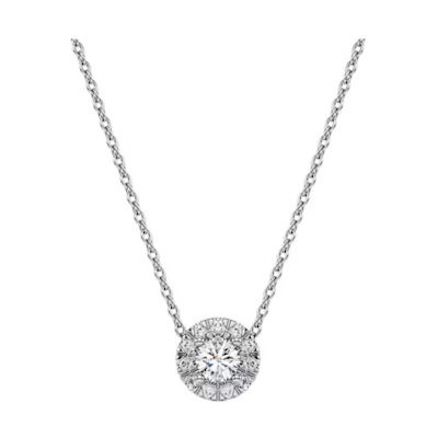 (Women) Swarovski Eternity Round Diamond Pendant Necklace for Women in Silver. 5697105
