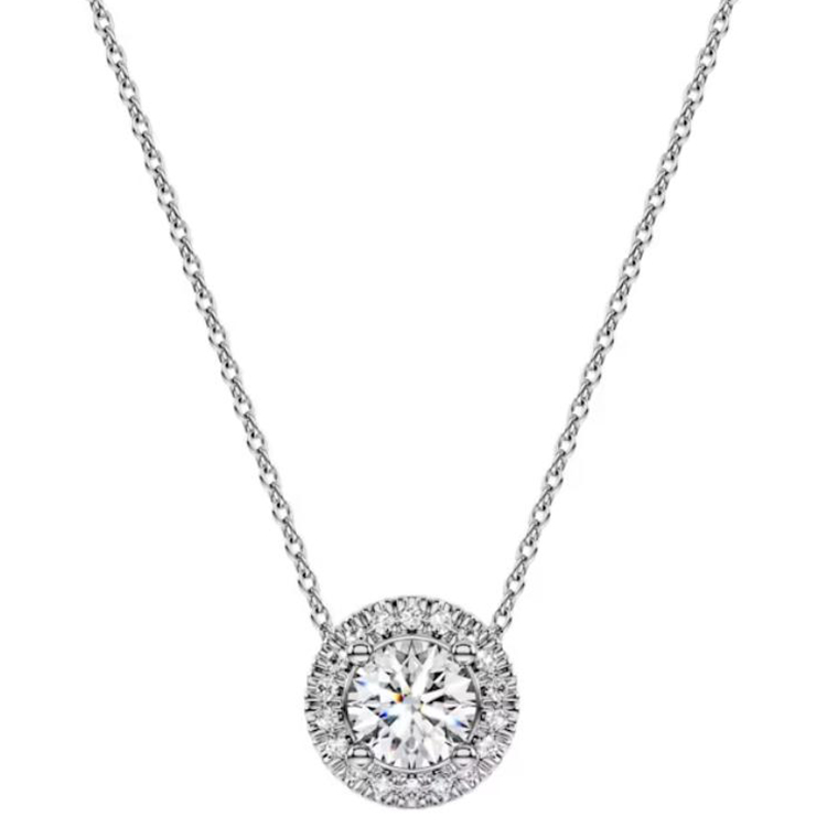 (Women) Swarovski Eternity Round Pave Diamond Pendant Necklace Rhodium 18K Silver . 5697769