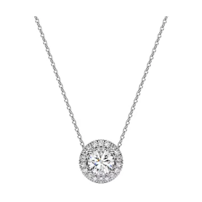 (Women) Swarovski Eternity Round Pave Diamond Pendant Necklace Rhodium 18K Silver . 5697769
