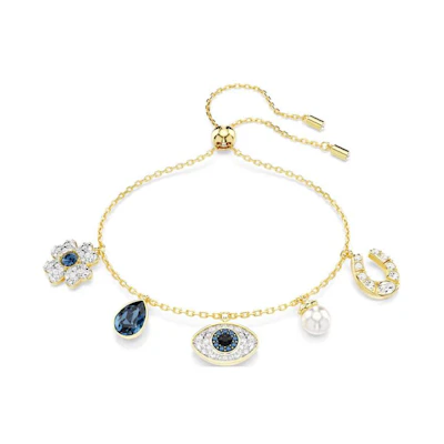 (Women) Swarovski Evil Eye Clover Crystal Bracelet for Women - Gold. 5692162