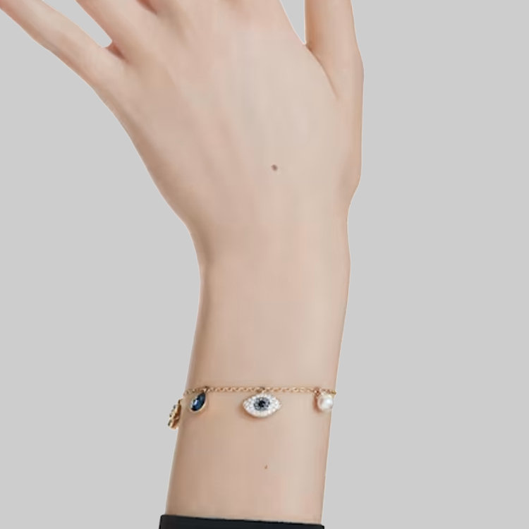 (Women) Swarovski Evil Eye Clover Crystal Bracelet for Women - Gold. 5692162 圖 5