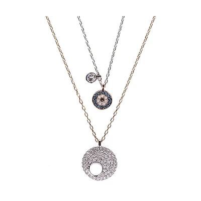 (Women) Swarovski Evil Eye Double Pendant Necklace Choker Accessory 5272243