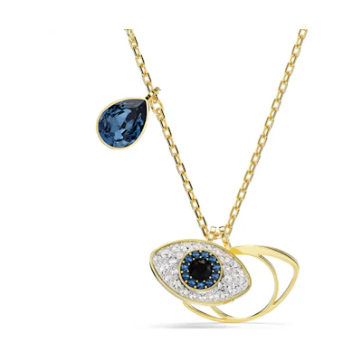 (Women) Swarovski Evil Eye Pendant Hollow Necklace for Women Gold-Plated Crystal Design 5692178
