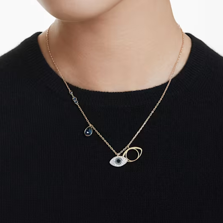 (Women) Swarovski Evil Eye Pendant Hollow Necklace for Women Gold-Plated Crystal Design 5692178 圖 5