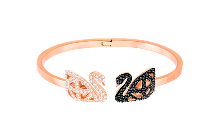 (Women) Swarovski Facet Swan Rose Gold Crystal Bracelet for Women - Double-Sided Design 5289535