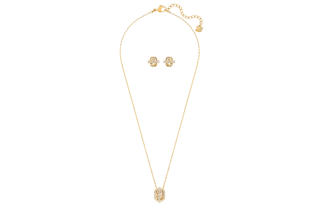 (Women) Swarovski Favor Gold Geometric Square Earrings and Necklace Set for Women. 5528953 圖 4