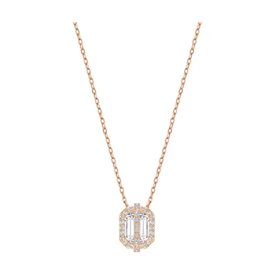 (Women) Swarovski Favor Octagon Pendant Rose Gold Crystal Necklace. 5226274