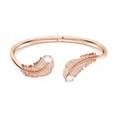 (Women) Swarovski Feather Rose Gold Plated Bracelet - Rose Gold. 5663477