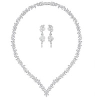 (Women) Swarovski Floral Crystal Necklace and Earrings Set for Women - Silver. 5142738 (Women) Swarovski Floral Crystal Necklace and Earrings Set for Women - Silver. 5142738