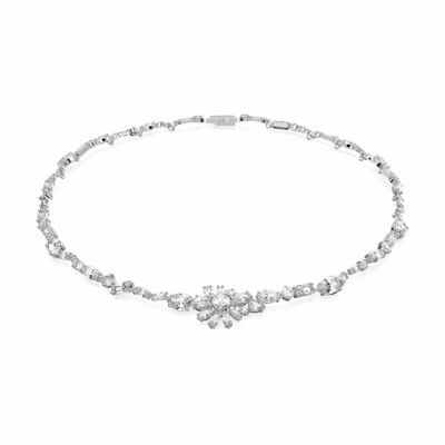 (Women) Swarovski Floral Mixed-Cut Necklace for Women - White. 5644666