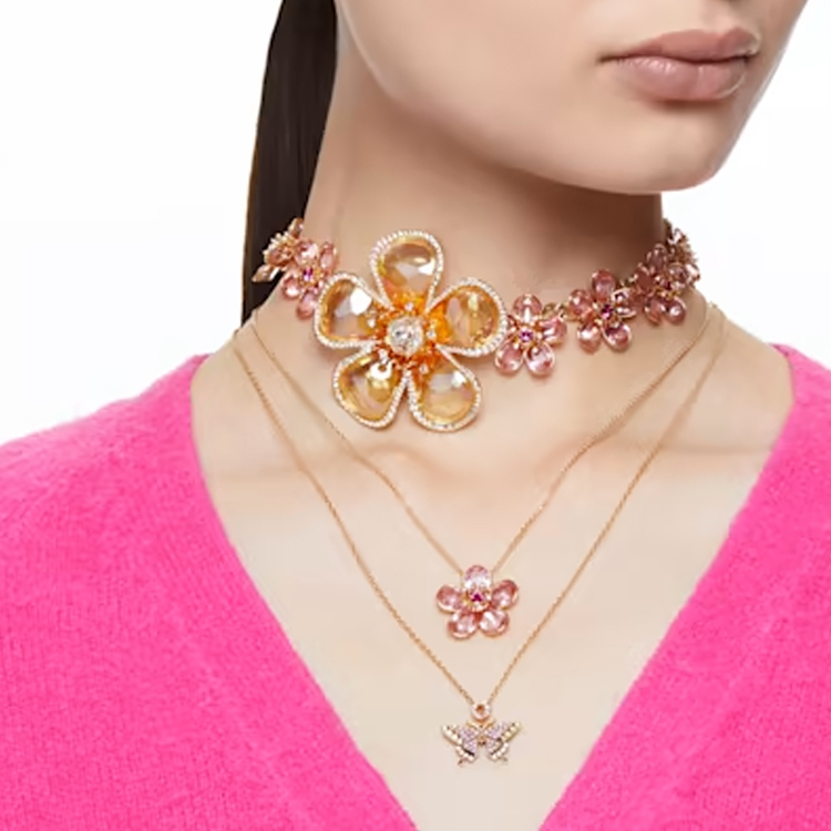 (Women) Swarovski Florere Gold-Tone Crystal Flower Necklace for Women - Multicolor. 5659727 圖 5