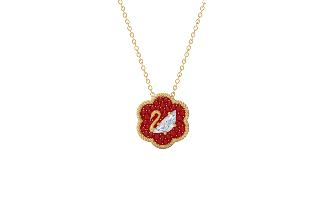 (Women) Swarovski Flower of Fortune Necklace & Bracelet Set Women Gold/Red. ES2020121401 圖 3
