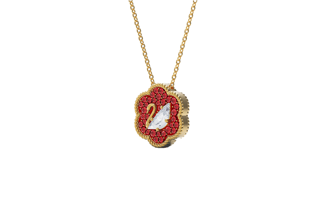 (Women) Swarovski Flower of Fortune Necklace & Bracelet Set Women Gold/Red. ES2020121401 圖 4