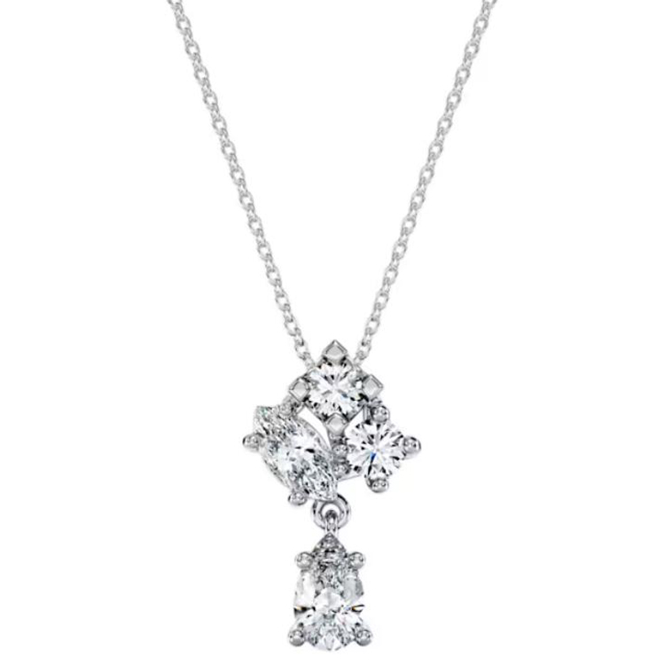 (Women) Swarovski Galaxy Pendant Necklace Silver with 4 Lab-Grown Diamonds 18K White Gold. 5688870
