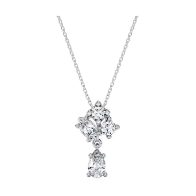 (Women) Swarovski Galaxy Pendant Necklace Silver with 4 Lab-Grown Diamonds 18K White Gold. 5688870