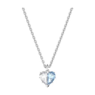 (Women) Swarovski Gema 520 Symmetric Heart Blue Rhodium-Plated Necklace for Women. 5653008