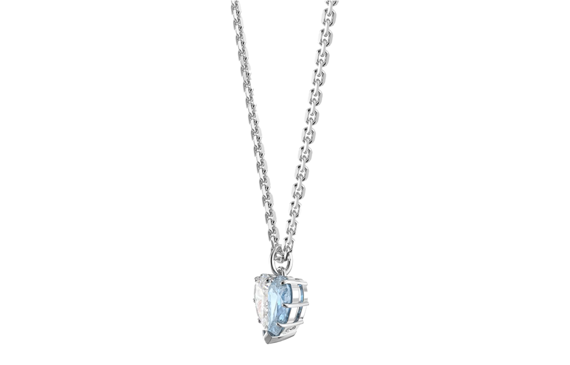 (Women) Swarovski Gema 520 Symmetric Heart Blue Rhodium-Plated Necklace for Women. 5653008 圖 3