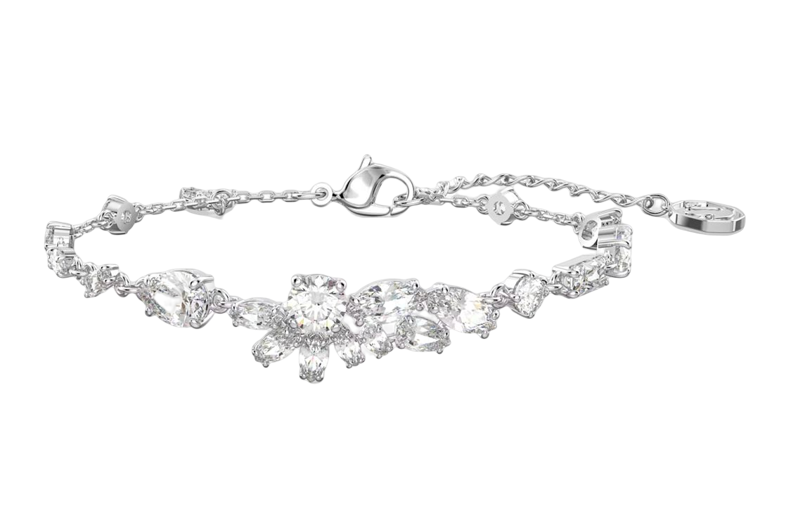 (Women) Swarovski Gema Asymmetric Floral Rhodium-Plated White Bracelet for Women. 5644687 圖 2