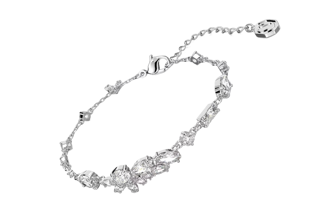 (Women) Swarovski Gema Asymmetric Floral Rhodium-Plated White Bracelet for Women. 5644687 圖 4