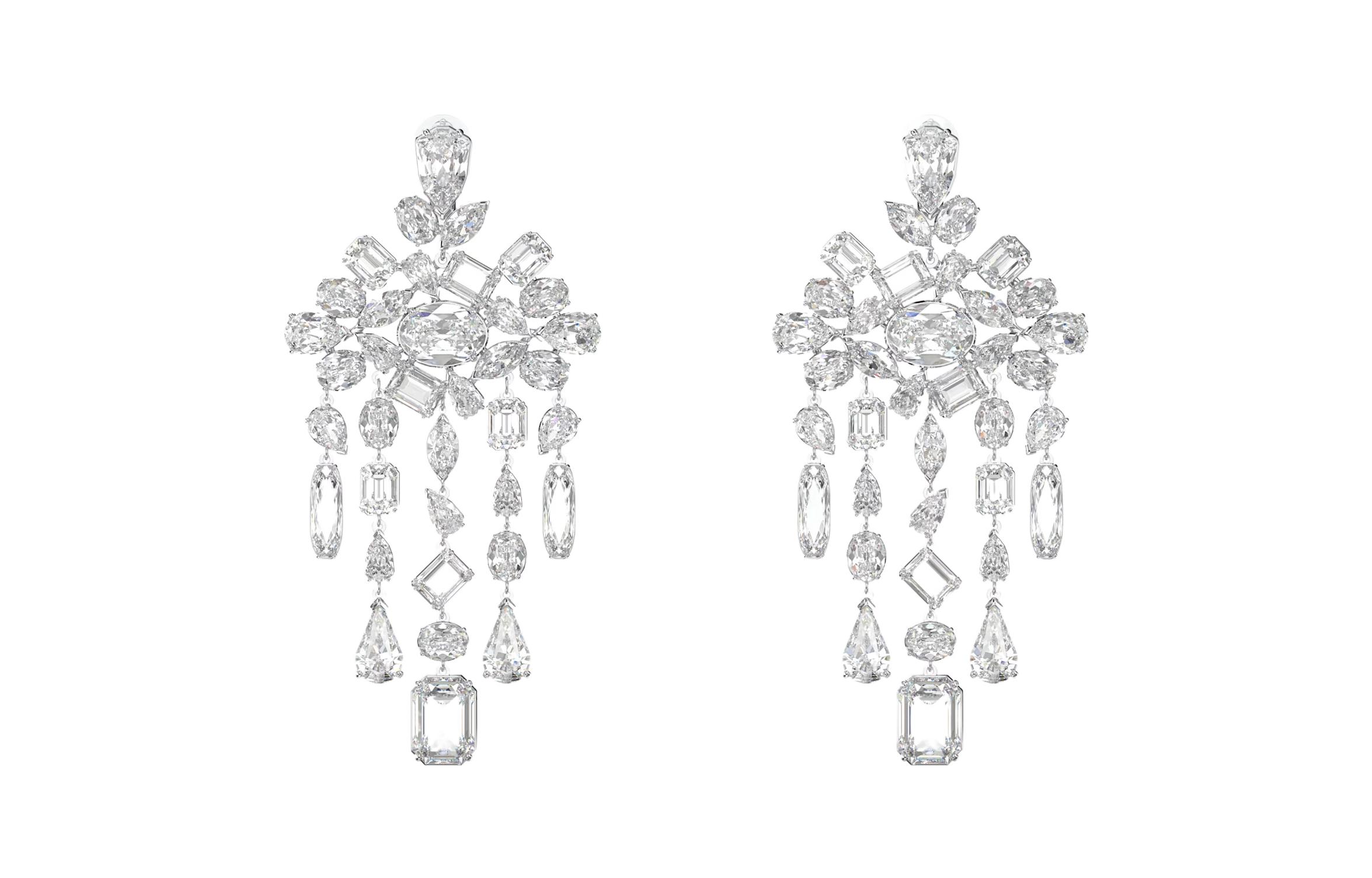 (Women) Swarovski Gema Mixed Cut Clip Earrings Silver Women. 5639329