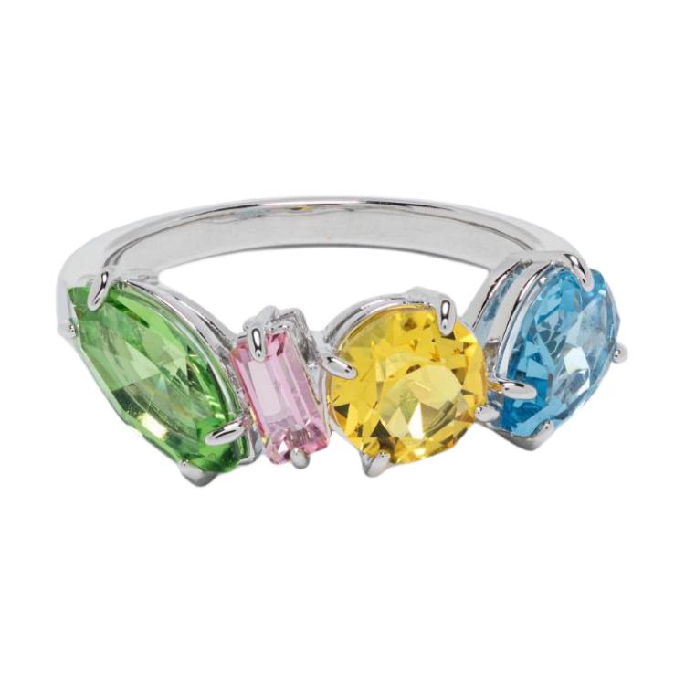 Order (W) Anillo de Metal Pulido Swarovski Gema para Mujer - Plata. 5692407