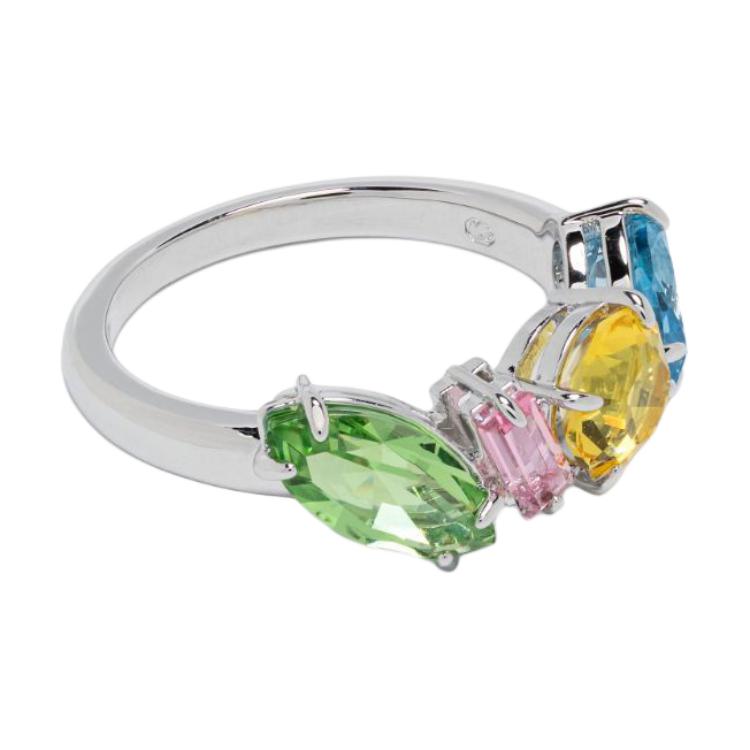 Lookbook (W) Anillo de Metal Pulido Swarovski Gema para Mujer - Plata. 5692407