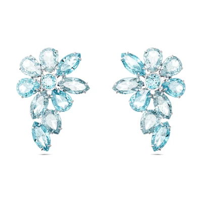(Women) Swarovski Gema Teardrop Inlay Earrings Blue for Women. 5666016
