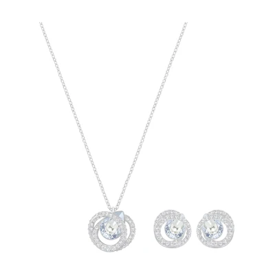(Women) Swarovski GENERATION Classic Necklace & Earrings Set Silver/Light Blue Women. 5255523