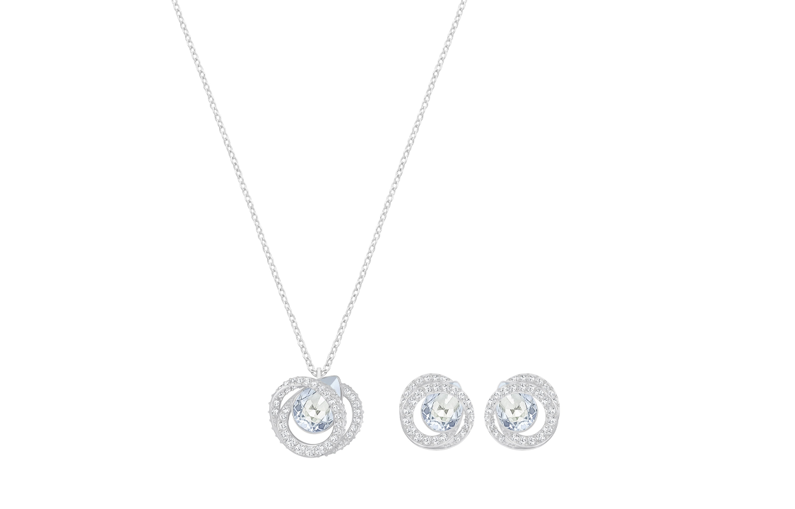 (Women) Swarovski GENERATION Classic Necklace & Earrings Set Silver/Light Blue Women. 5255523 圖 2