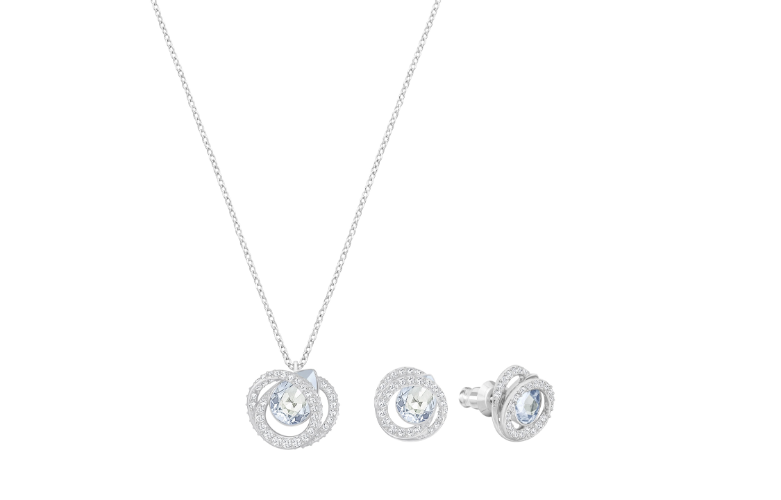 (Women) Swarovski GENERATION Classic Necklace & Earrings Set Silver/Light Blue Women. 5255523 圖 4