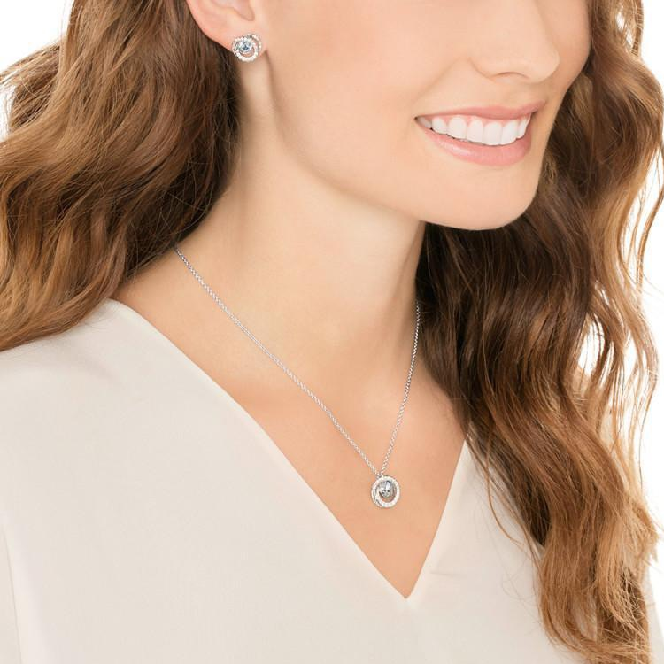 (Women) Swarovski GENERATION Classic Necklace & Earrings Set Silver/Light Blue Women. 5255523 圖 5