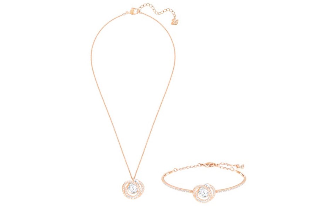 (Women) Swarovski Generation Rose Gold Necklace & Bracelet Set for Women. 5290681