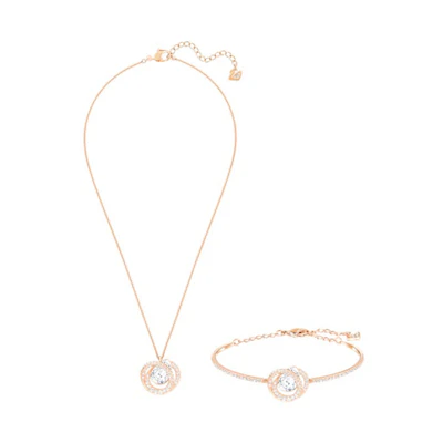 (Women) Swarovski Generation Rose Gold Necklace & Bracelet Set for Women. 5290681