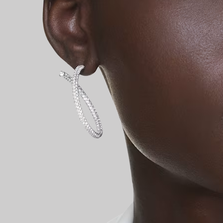 (Women) Swarovski Geometric Silver Earrings with Crystal and Rhodium Plating for Women. 5695939 圖 6