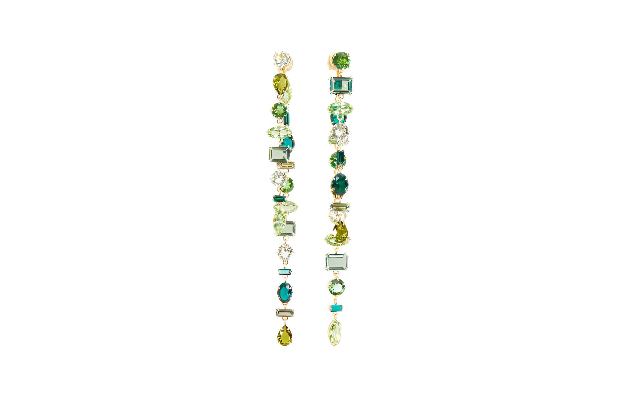 (Women) Swarovski Gold-Plated Green Earrings for Women with Multicolor Pave Design. 5657390