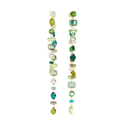 (Women) Swarovski Gold-Plated Green Earrings for Women with Multicolor Pave Design. 5657390