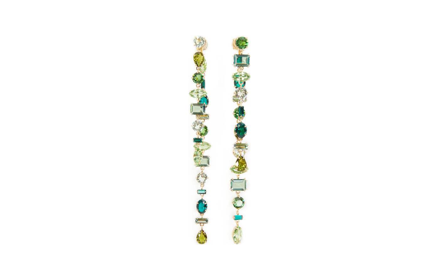 (Women) Swarovski Gold-Plated Green Earrings for Women with Multicolor Pave Design. 5657390 圖 2